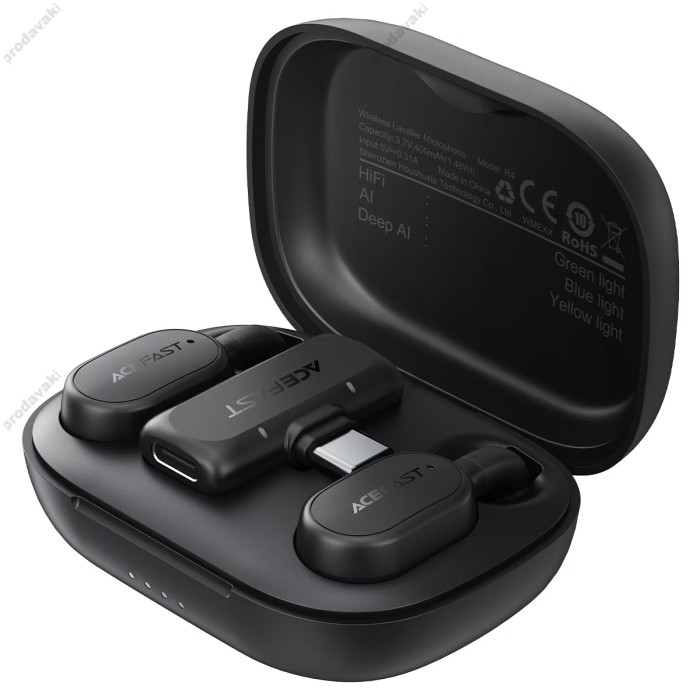 Бездротовий мікрофон ACEFAST R4 wireless lavalier microphone Type-C 2 мікрофона Black